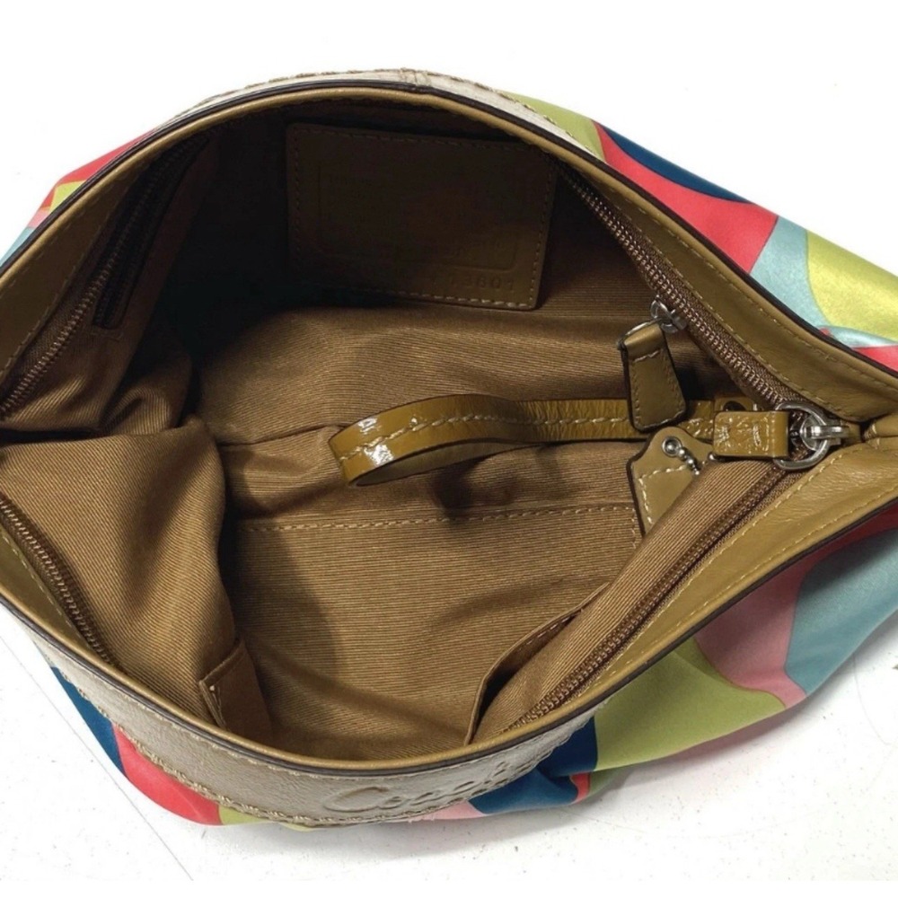 Coach Multicolor Soho Satin Pleated Clutch Colorful Statement Piece Evening - Picture 6 of 10